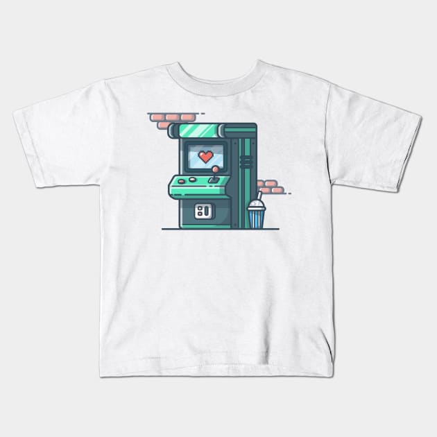 Arcade machine with soda cartoon Kids T-Shirt by Catalyst Labs